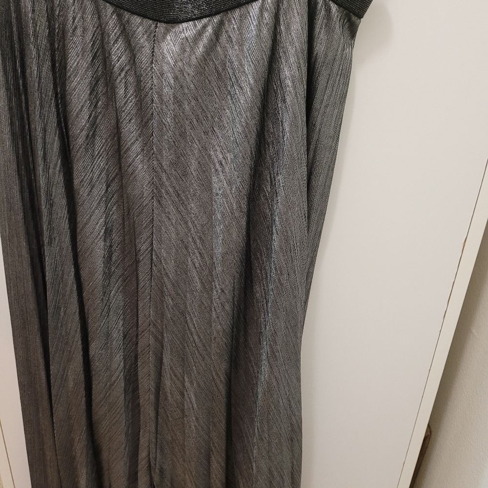 silver midi skirt with crinkle effect